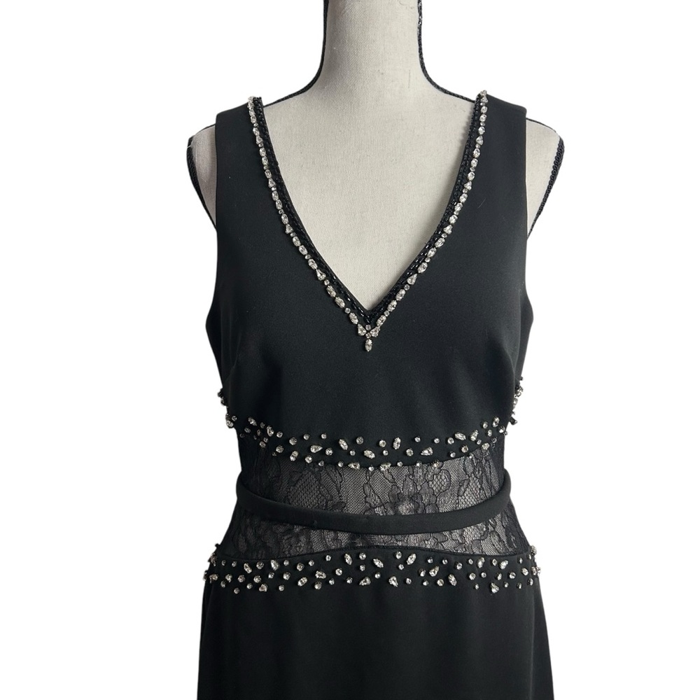 Basix Black Label Lace Beaded BodyCon Dress EUC SZ8 - Picture 3 of 10